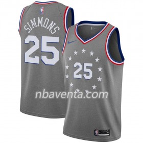 Camiseta Hombre Philadelphia 76ers Ben Simmons 25 2018-19 Nike City Edition Gris Swingman